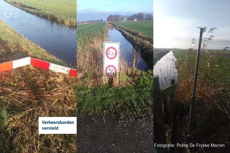 Meerdere verkeersborden vernield in De Fryske Marren